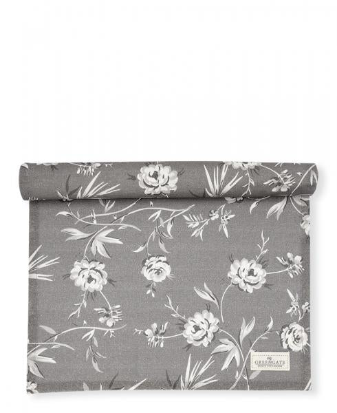 Greengate Tischläufer 150 x 45 cm Aslaug Grau Rosen