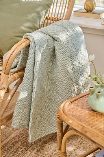 IB Laursen Plaid Streifen Grün Weiß 130x180 cm Baumwolle