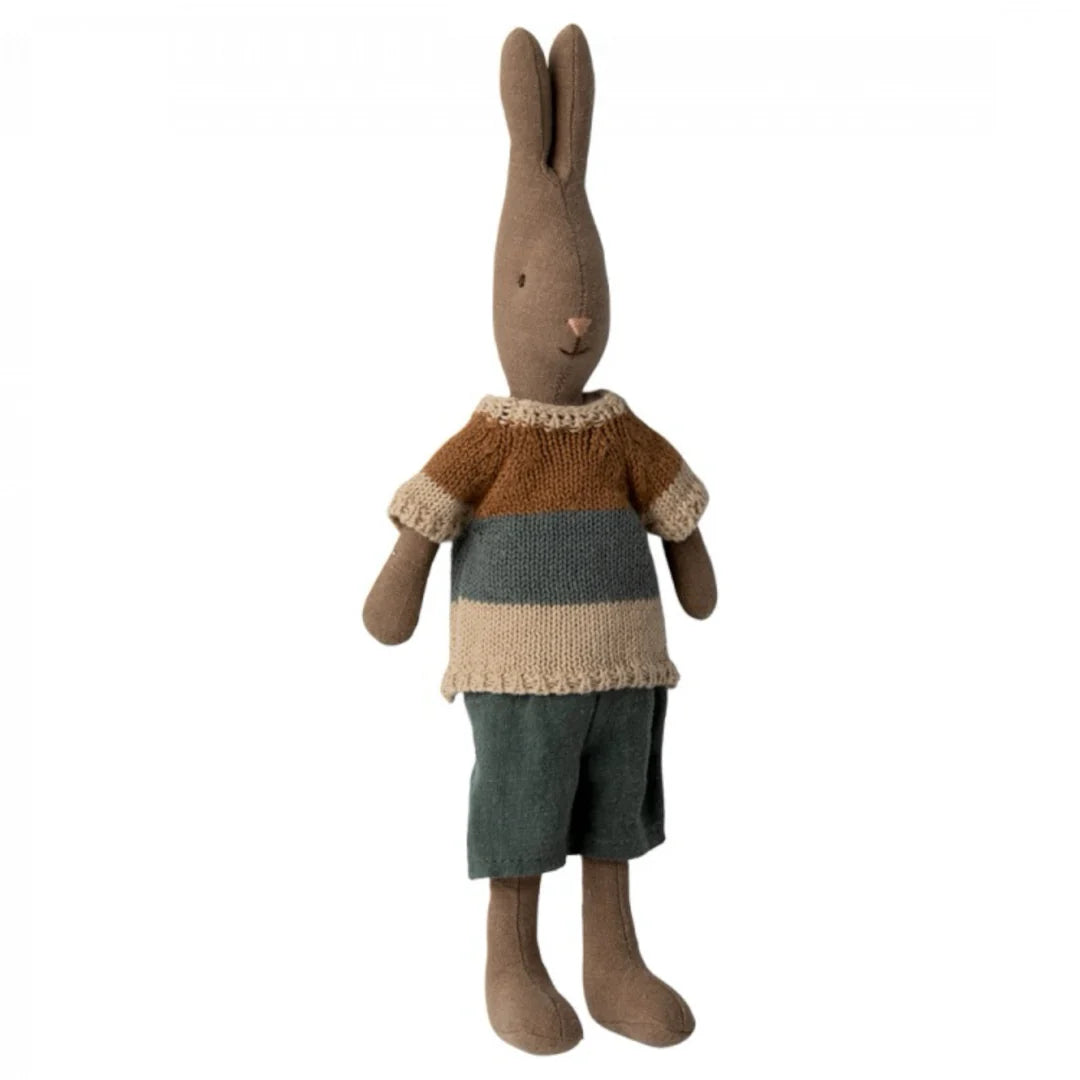 Maileg Hase Gr. 2 Junge Strickpulli Brau / Grau 29 cm
