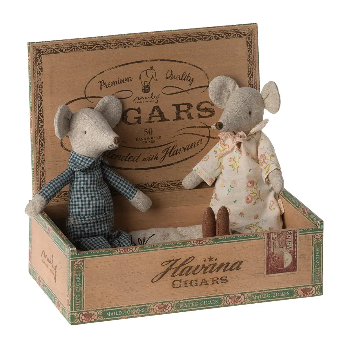 Maileg Maus Oma Opa Zigarrenschachtel Schlafanzug Kiste