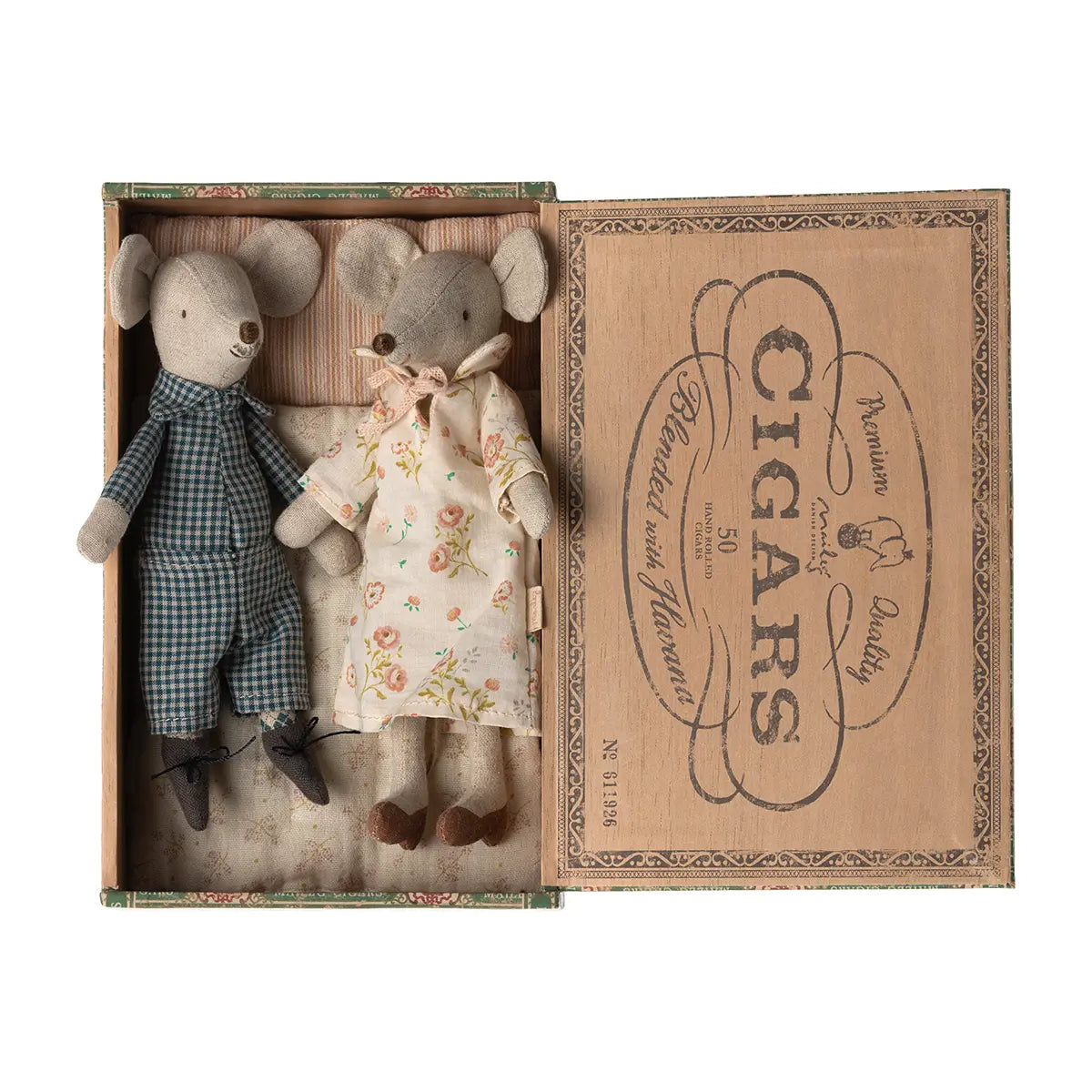 Maileg Maus Oma Opa Zigarrenschachtel Schlafanzug Kiste