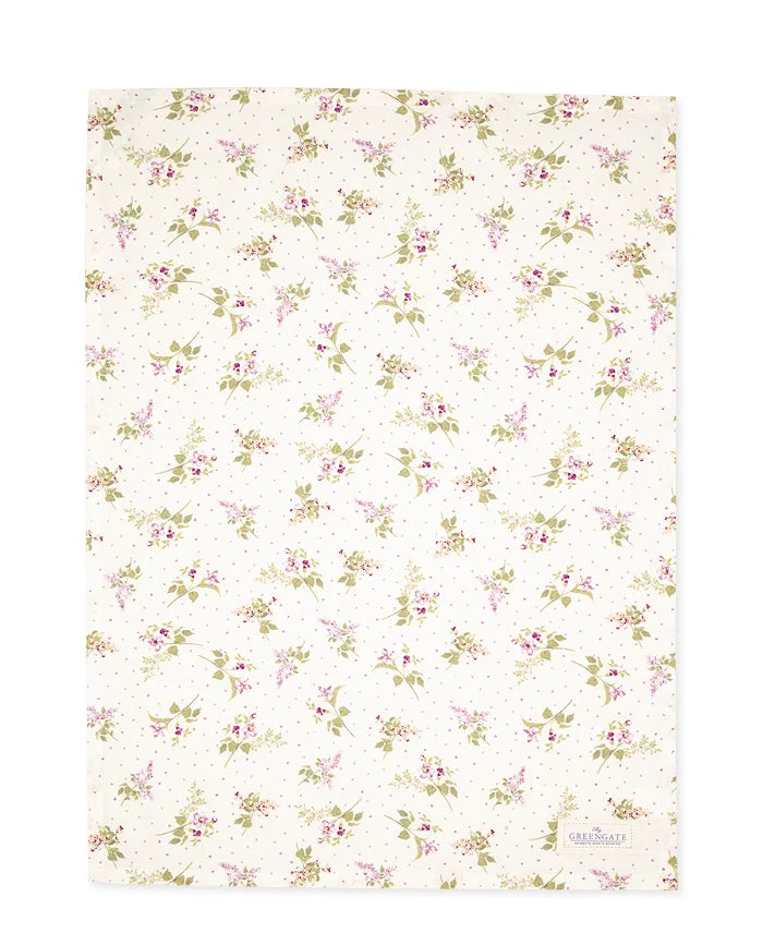 GreenGate Asta Geschirrtuch Blumen 50x70 weiß