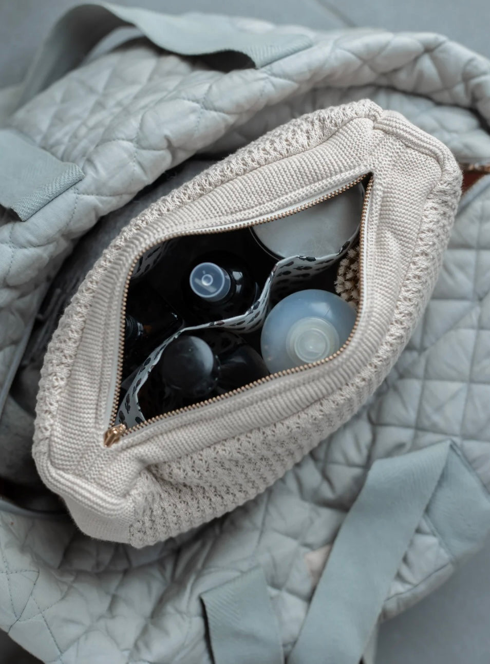 By Lohn Clutch Handtasche Kosmetiktasche beige 30 cm