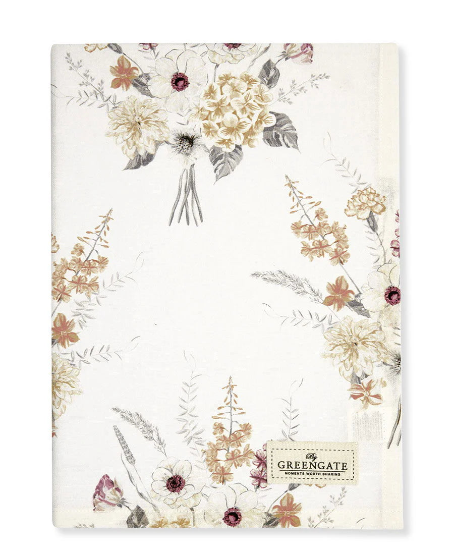 GreenGate Estella Geschirrtuch 50x70 Blumen Braun Grau