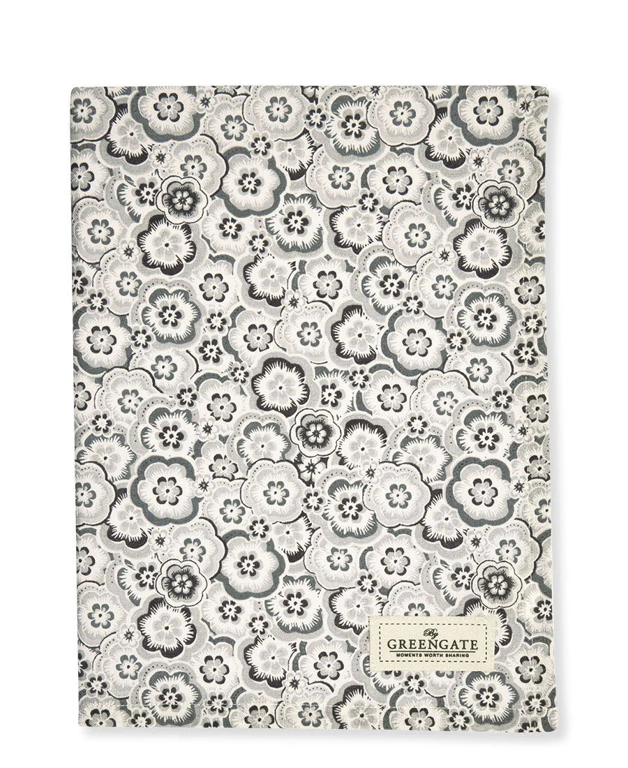 GreenGate Selma Geschirrtuch 50x70 Schwarz Weiß Blumen