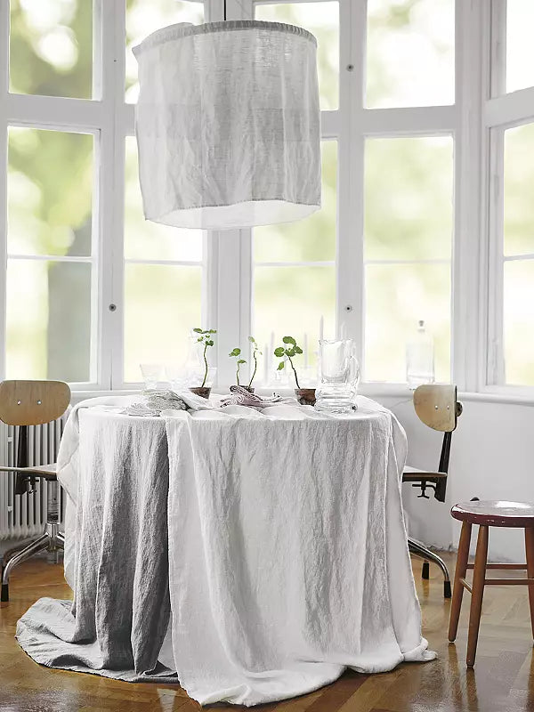 Lovely Linen Tischdecke 100x100 cm Hellgrau Leinen