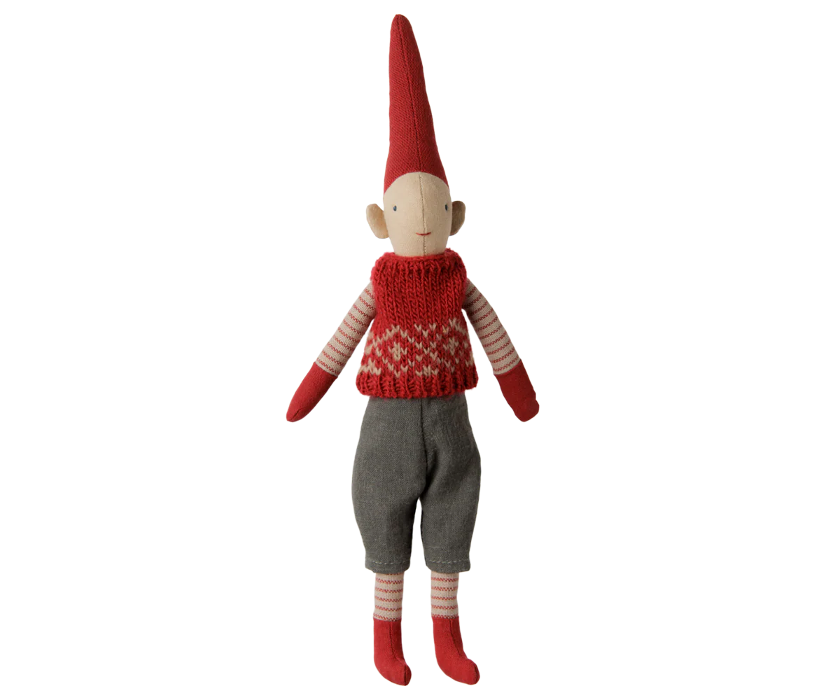 Maileg Pixy Gr. 1 Junge Strickpulli Rot 26 cm Magnet