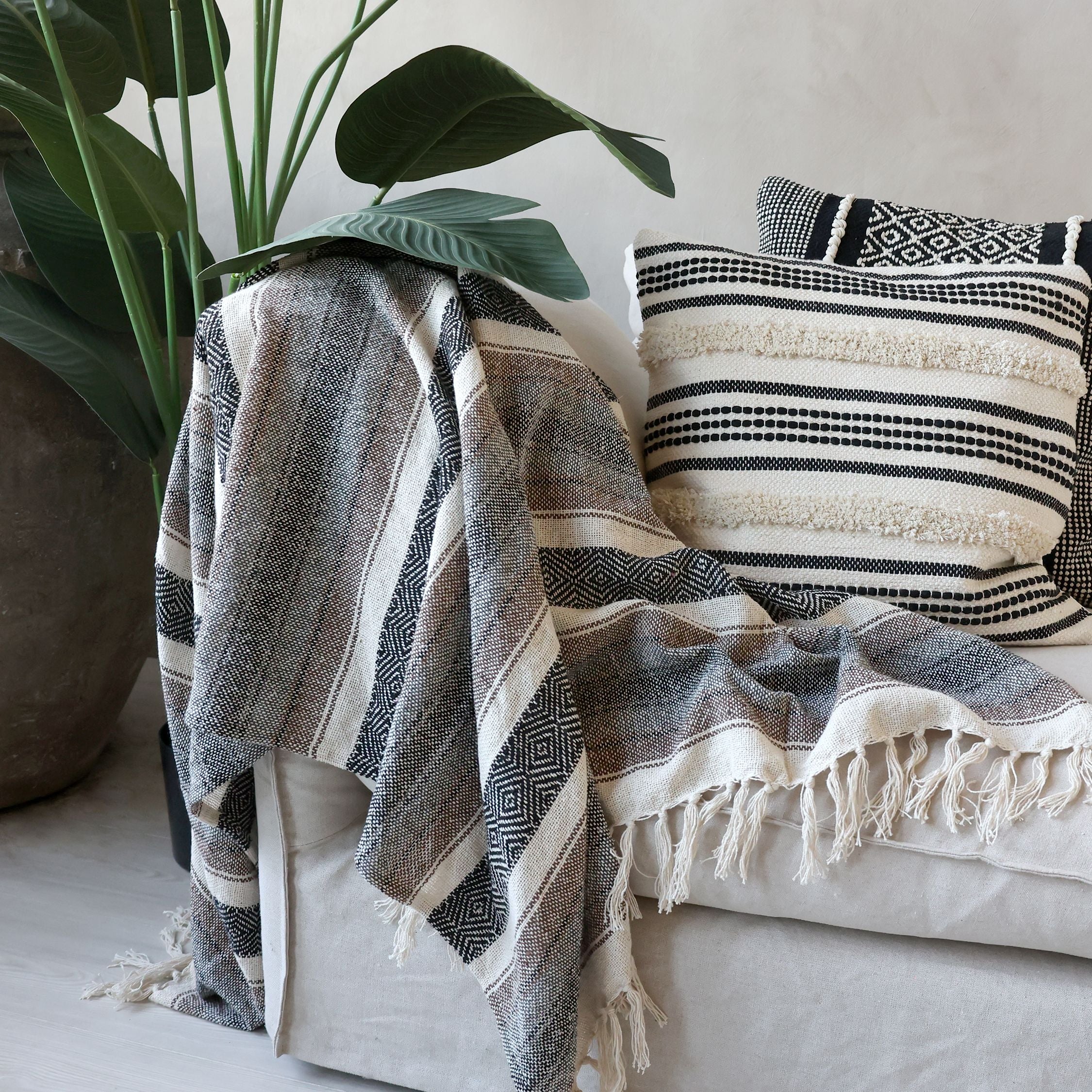 Chic Antique Plaid Decke Webdecke Streifen Winter