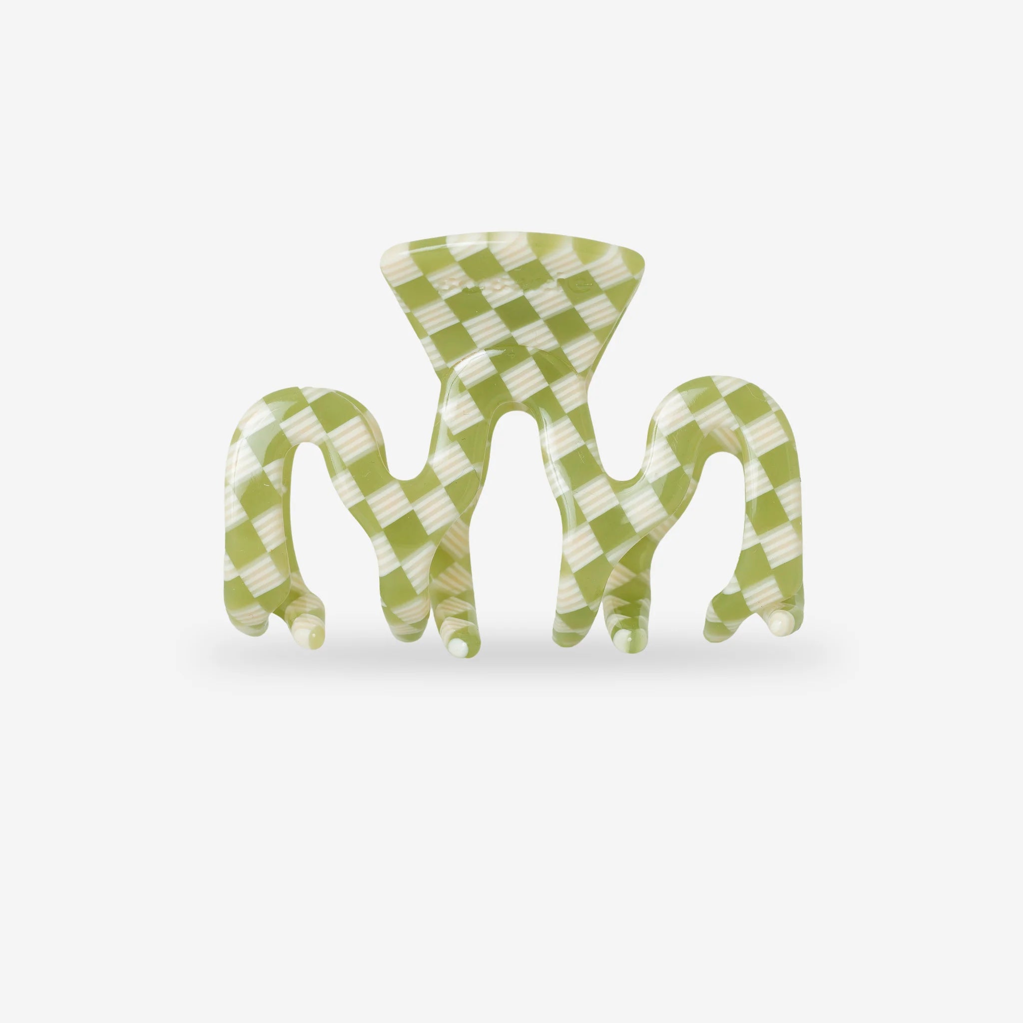 Haarklammer Sasstie Wave Basil Kariert Karo Grün 6 cm
