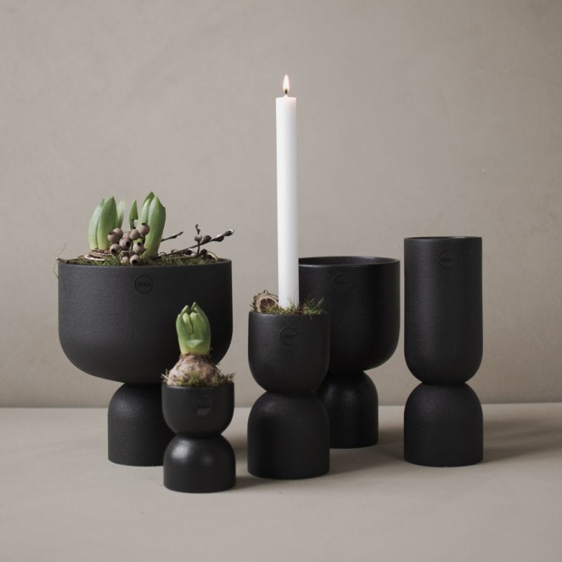 DBKD Kerzenhalter Post schwarz rund 16 cm