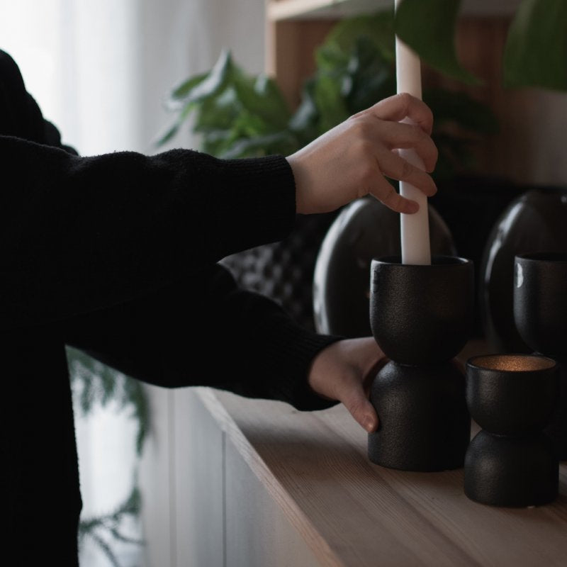 DBKD Kerzenhalter Post schwarz rund 16 cm