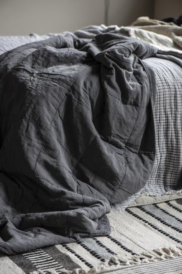 IB Laursen Quilt Plaid Vintage 240 x 240 soil Anthrazit