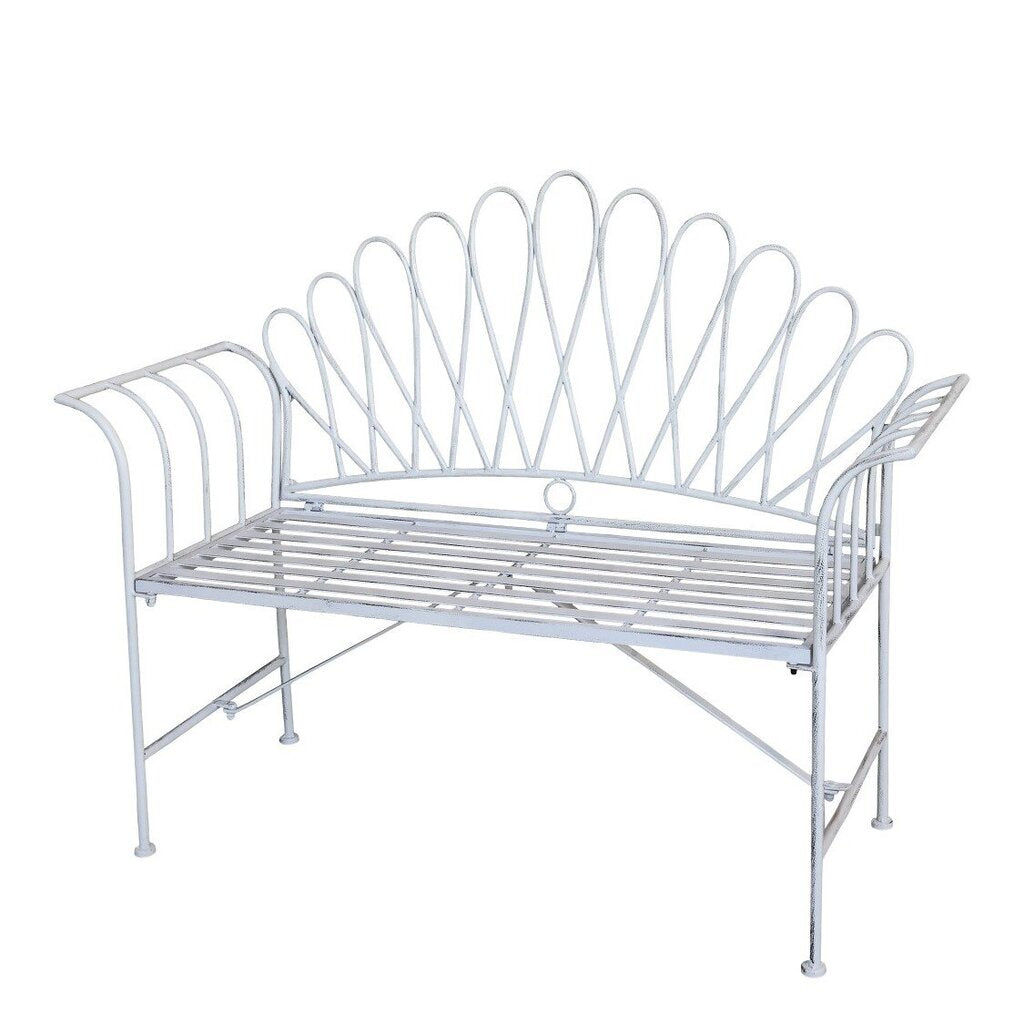 Chic Antique Gartenbank Eisenbank Creme Weiß Eisen 124 cm