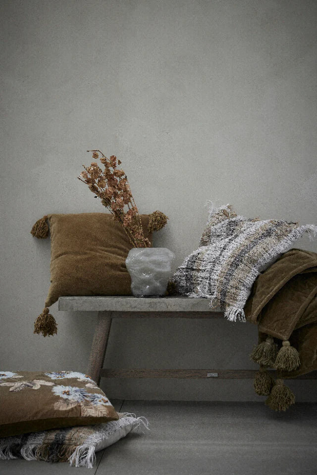 Lene Bjerre Viselle Kissen 40 x 60 cm Streifen Grau Natur Braun