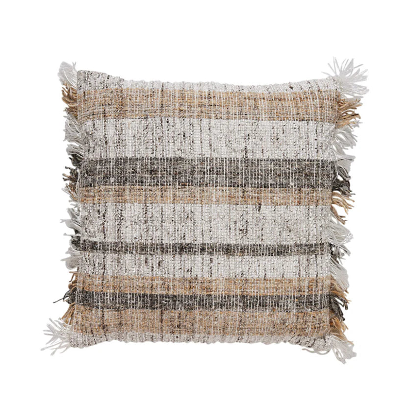 Lene Bjerre Viselle Kissen Streifen 50 x 50 cm Natur Grau Braun