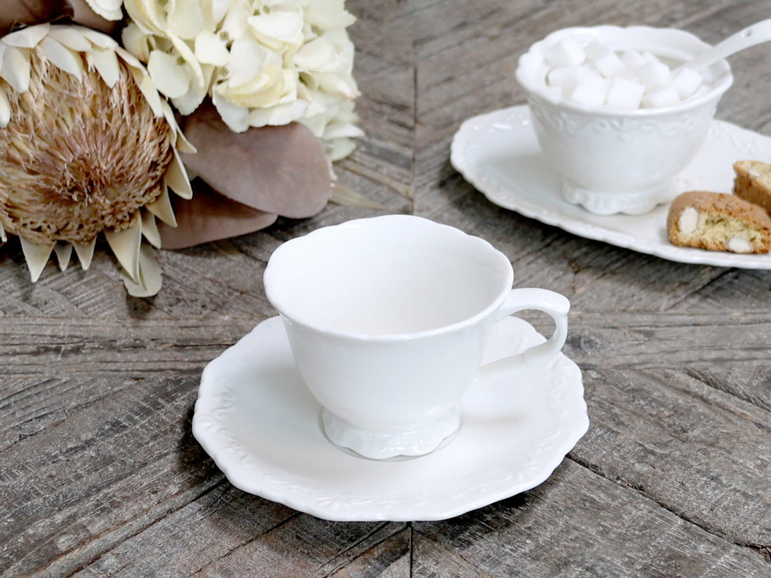 Chic Antique Provence Kaffeetasse Porzellan weiß Nostalgie