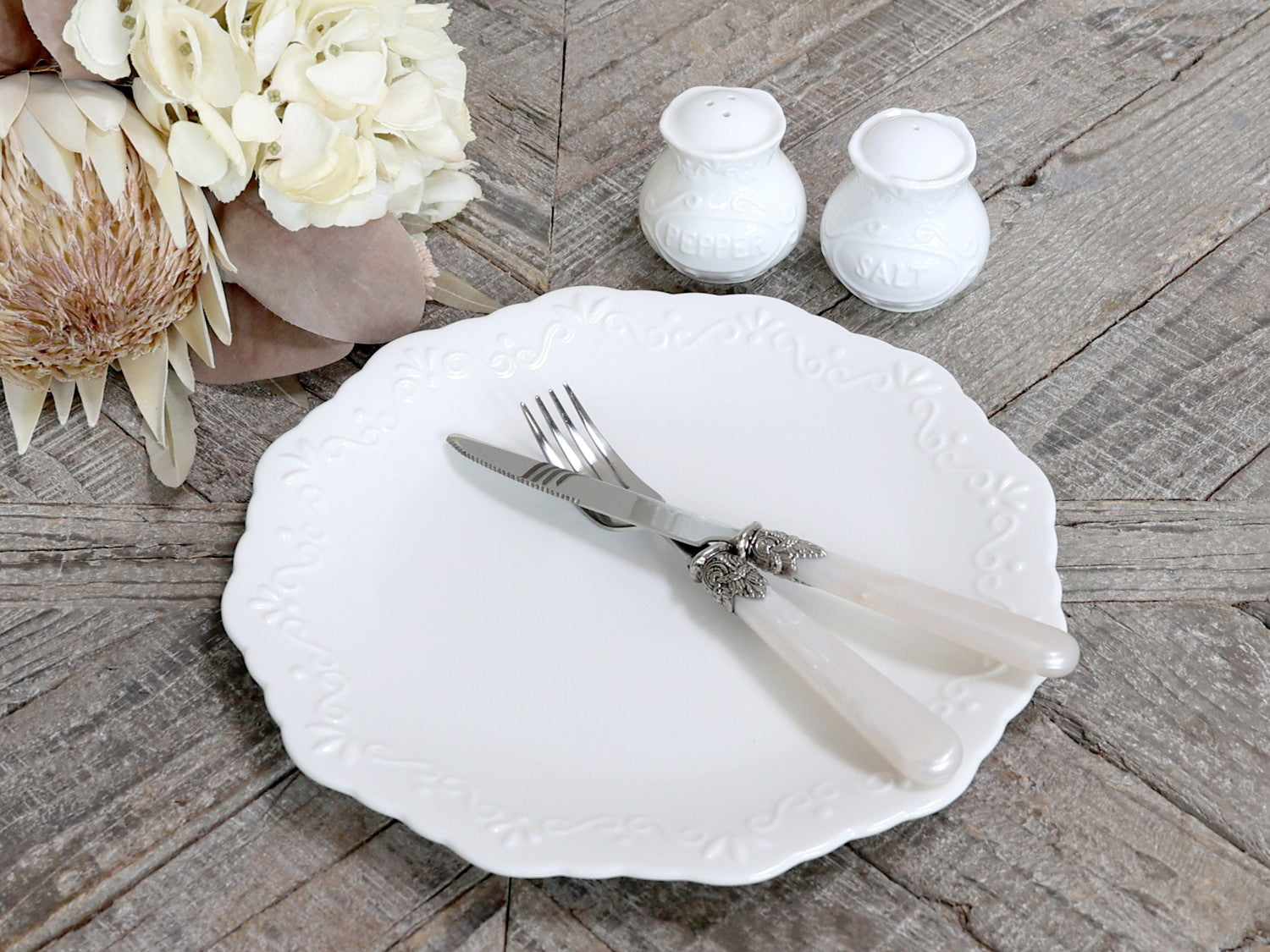 Chic Antique Provence Speiseteller offwhite Porzellan Nostalgie
