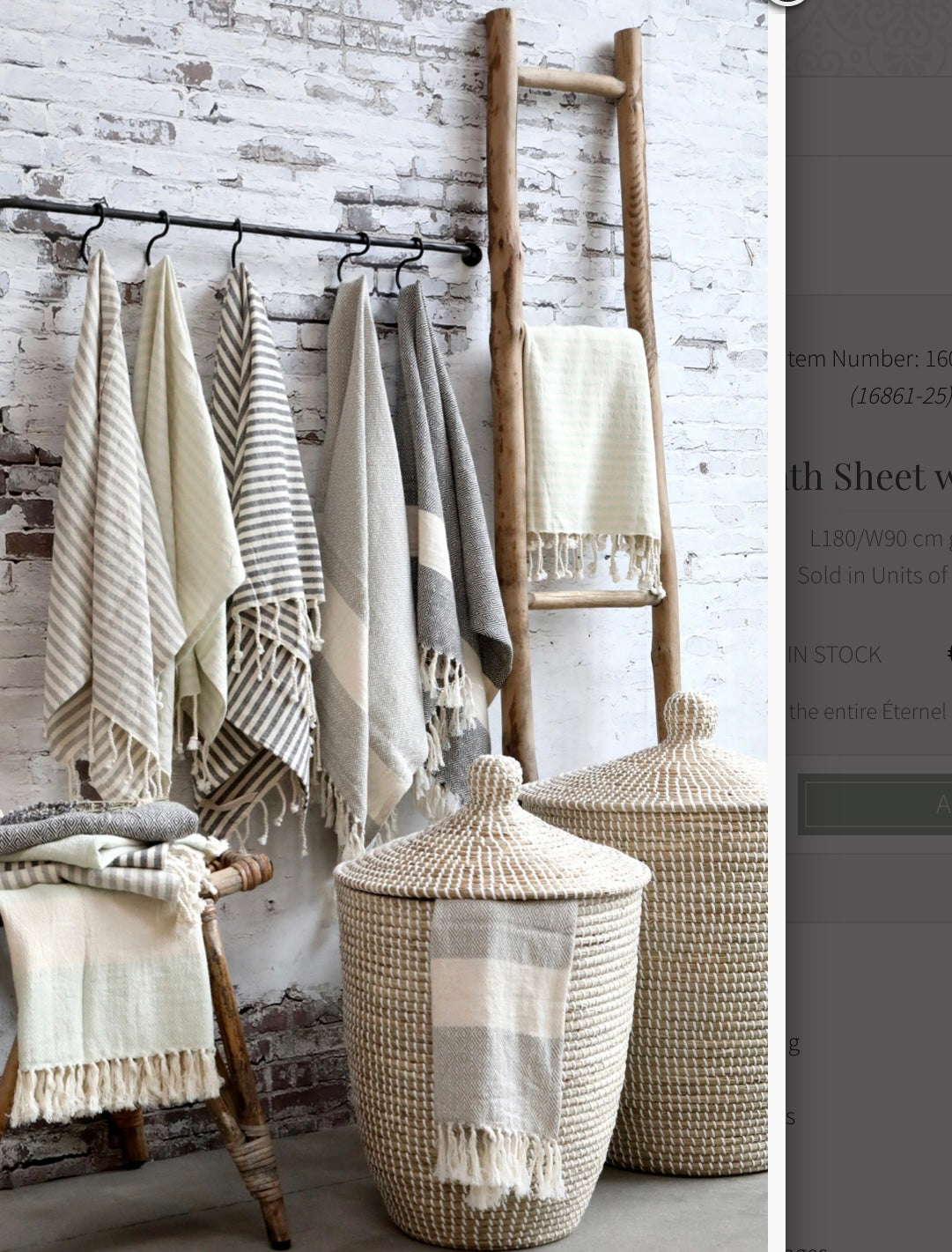 Chic Antique Strandtuch Badetuch Hammam dunkelgrau 180 x 90 cm