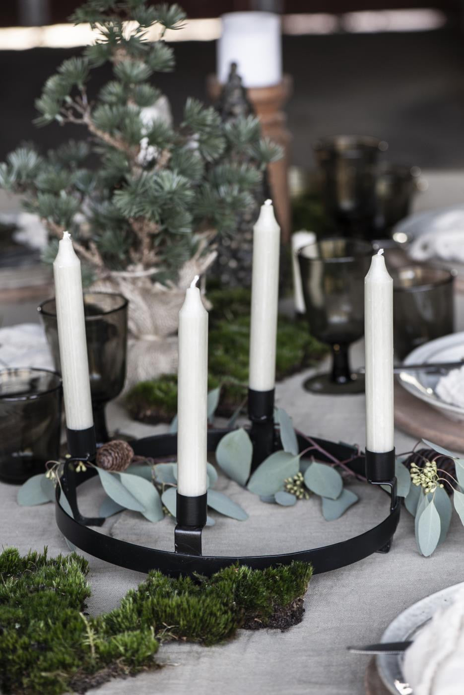 IB Laursen Kerzenhalter schwarz Adventskranz 27 cm normale Stabkerze