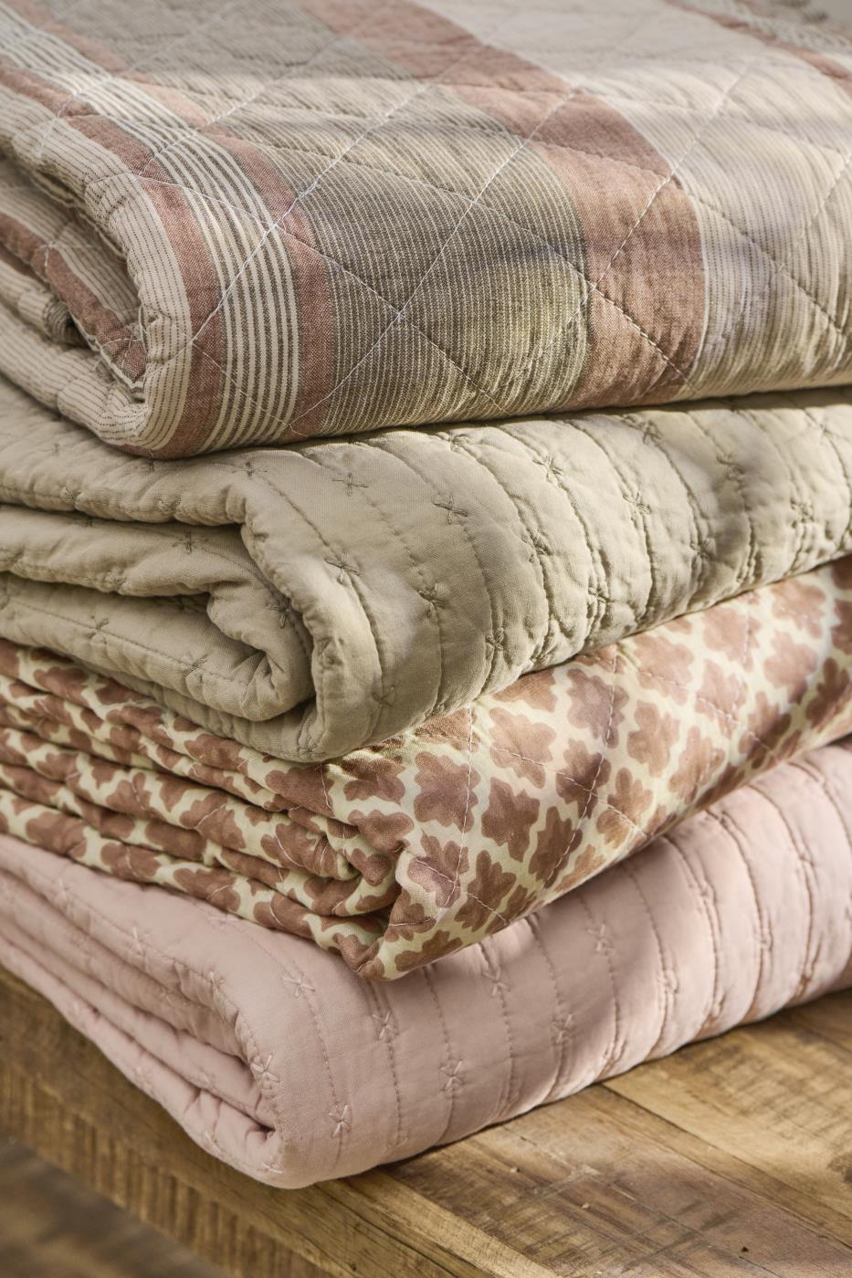 IB Laursen Quilt Plaid 180 x 130 Streifen Braun