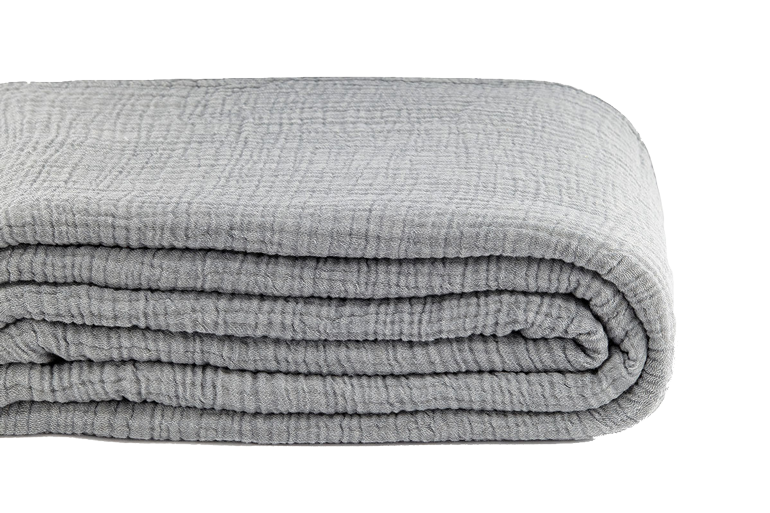 Liv Interior Plaid grau hellgrau Biobaumwolle Plaid 250 x 260 cm