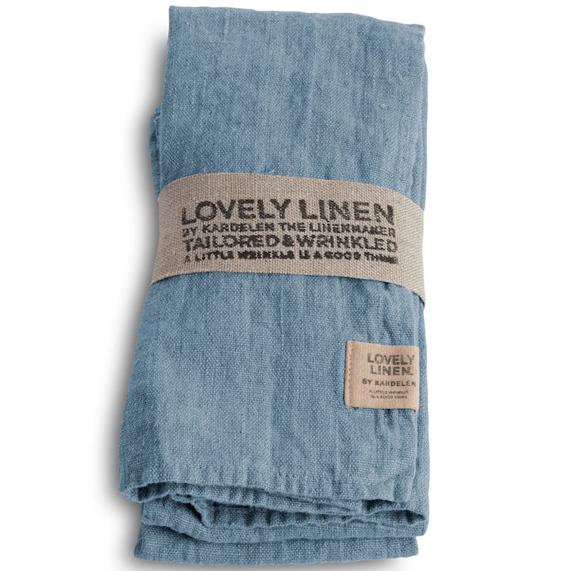 Lovely Linen Serviette Napkin 45x45cm Dusty Blue Blau Leinenserviette