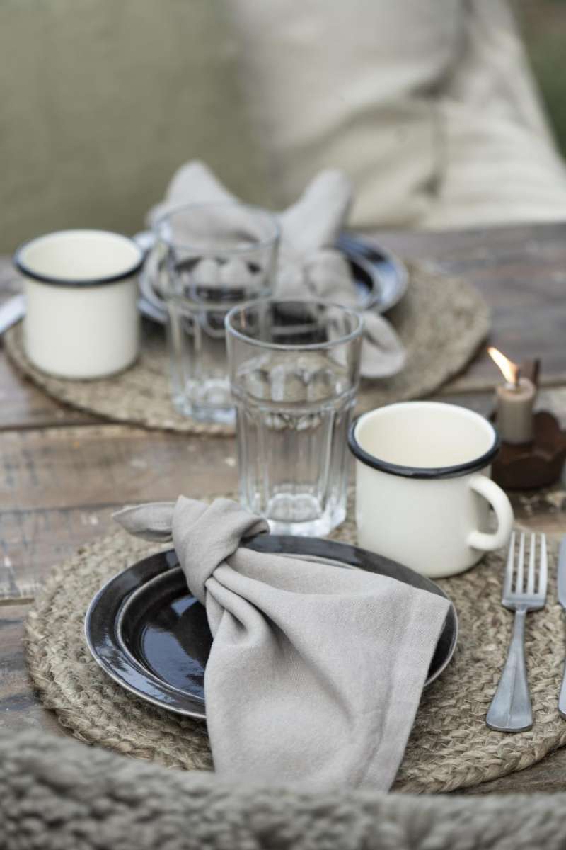 IB Laursen Stoffserviette Freja Soil BW Leinen 40x40