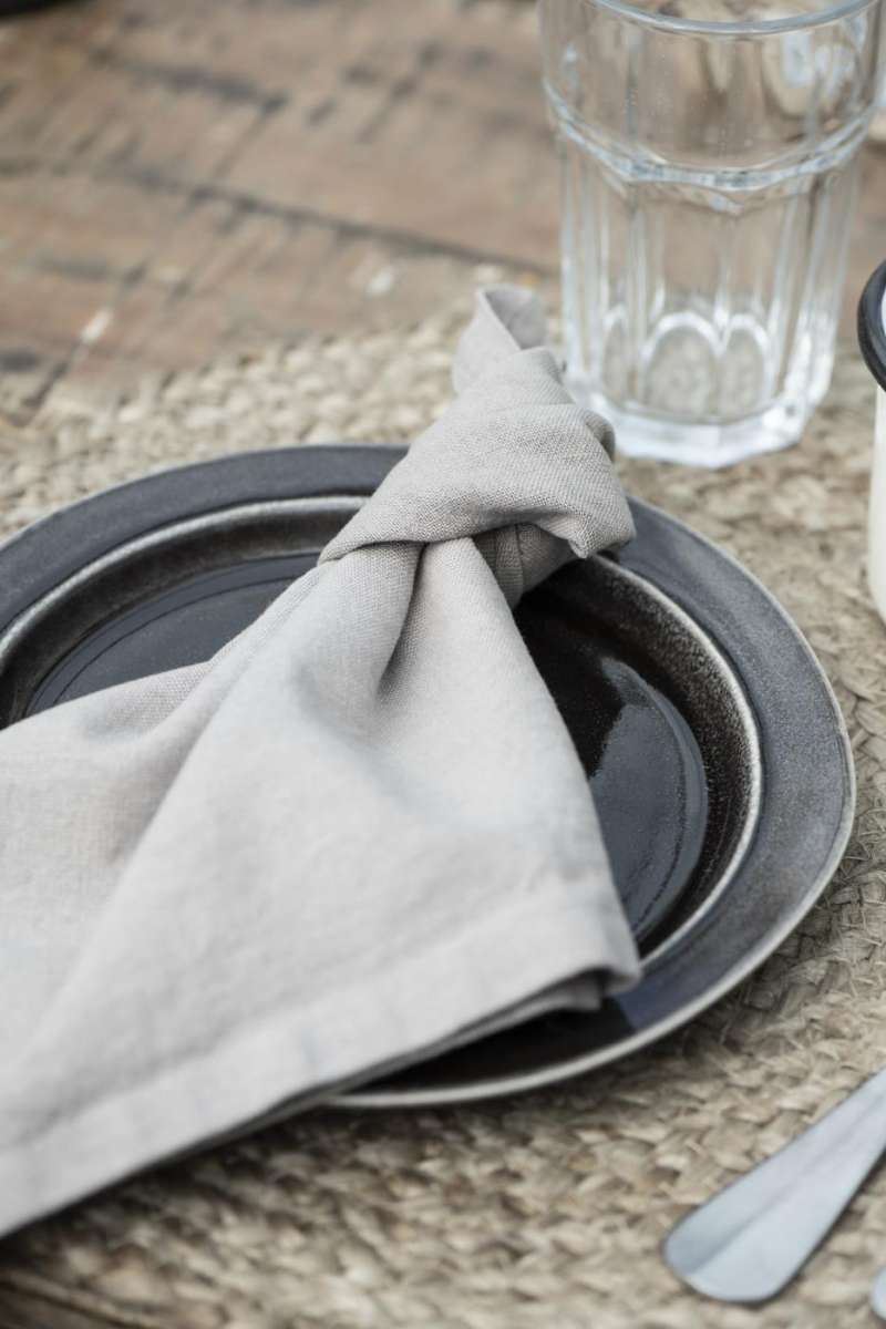 IB Laursen Stoffserviette Freja Soil BW Leinen 40x40