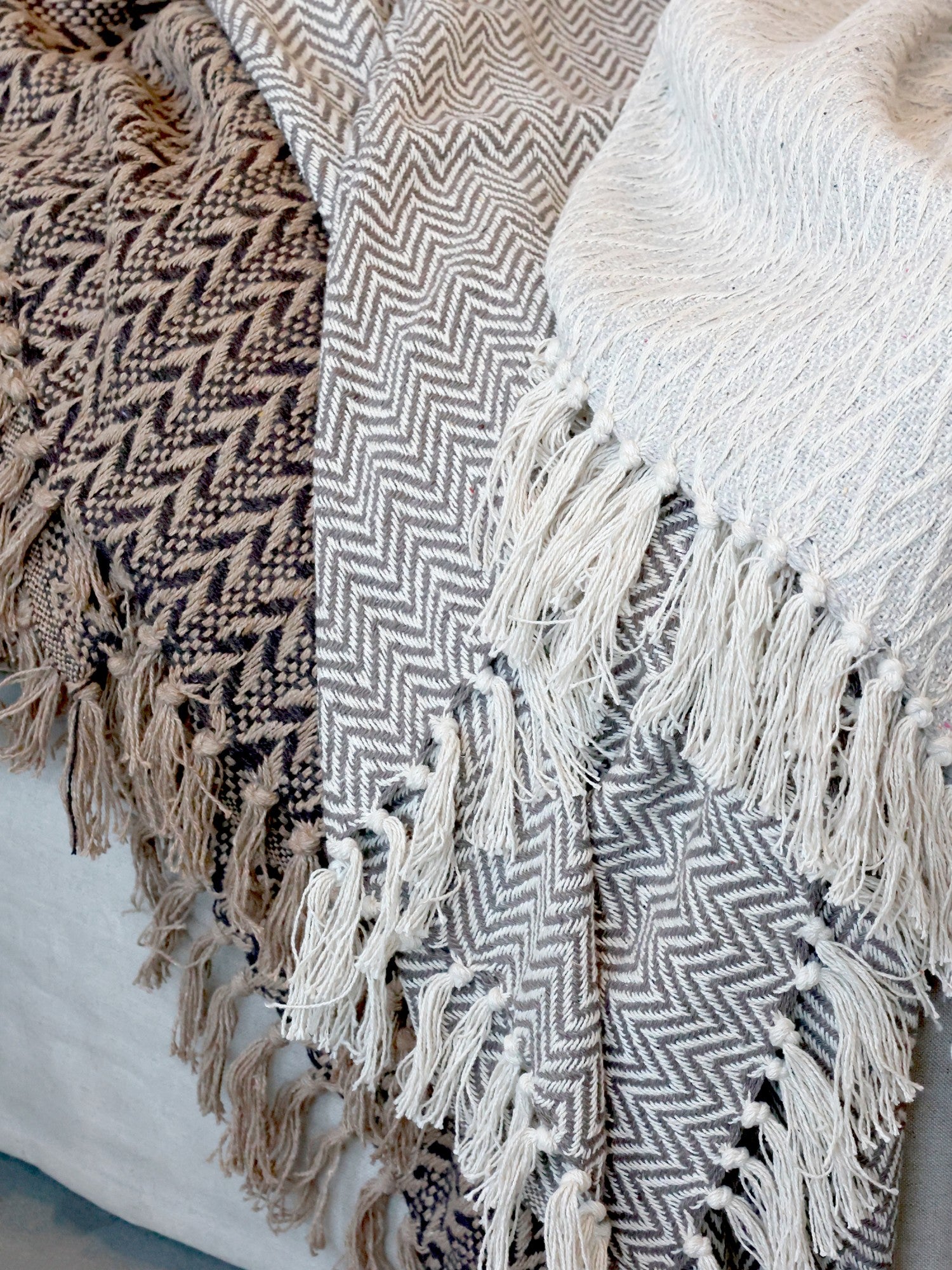 Chic Antique Decke Plaid Baumwolle 150 cm Grau