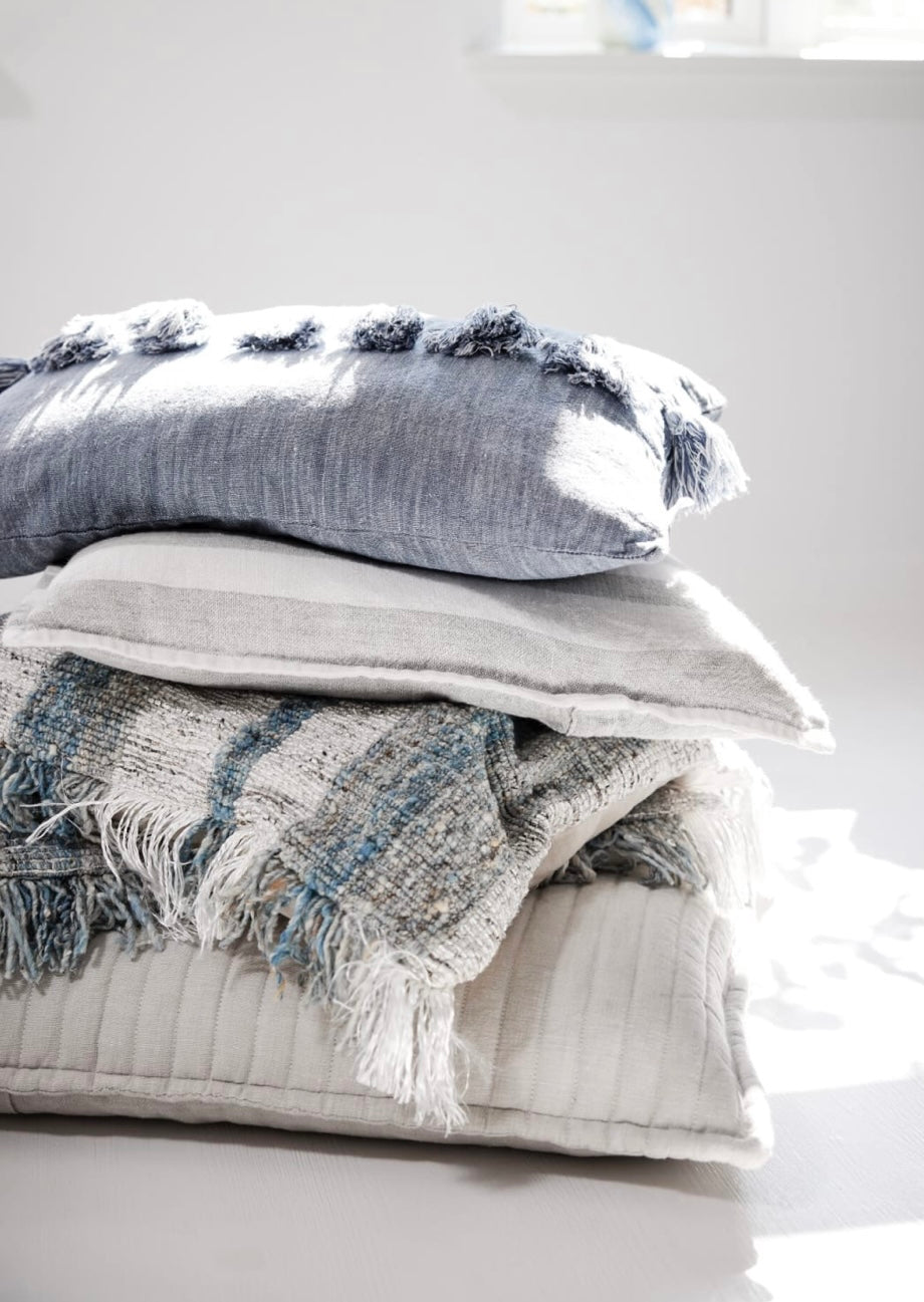 Lene Bjerre Viselle Kissen Streifen Blau Grau 60x40 cm