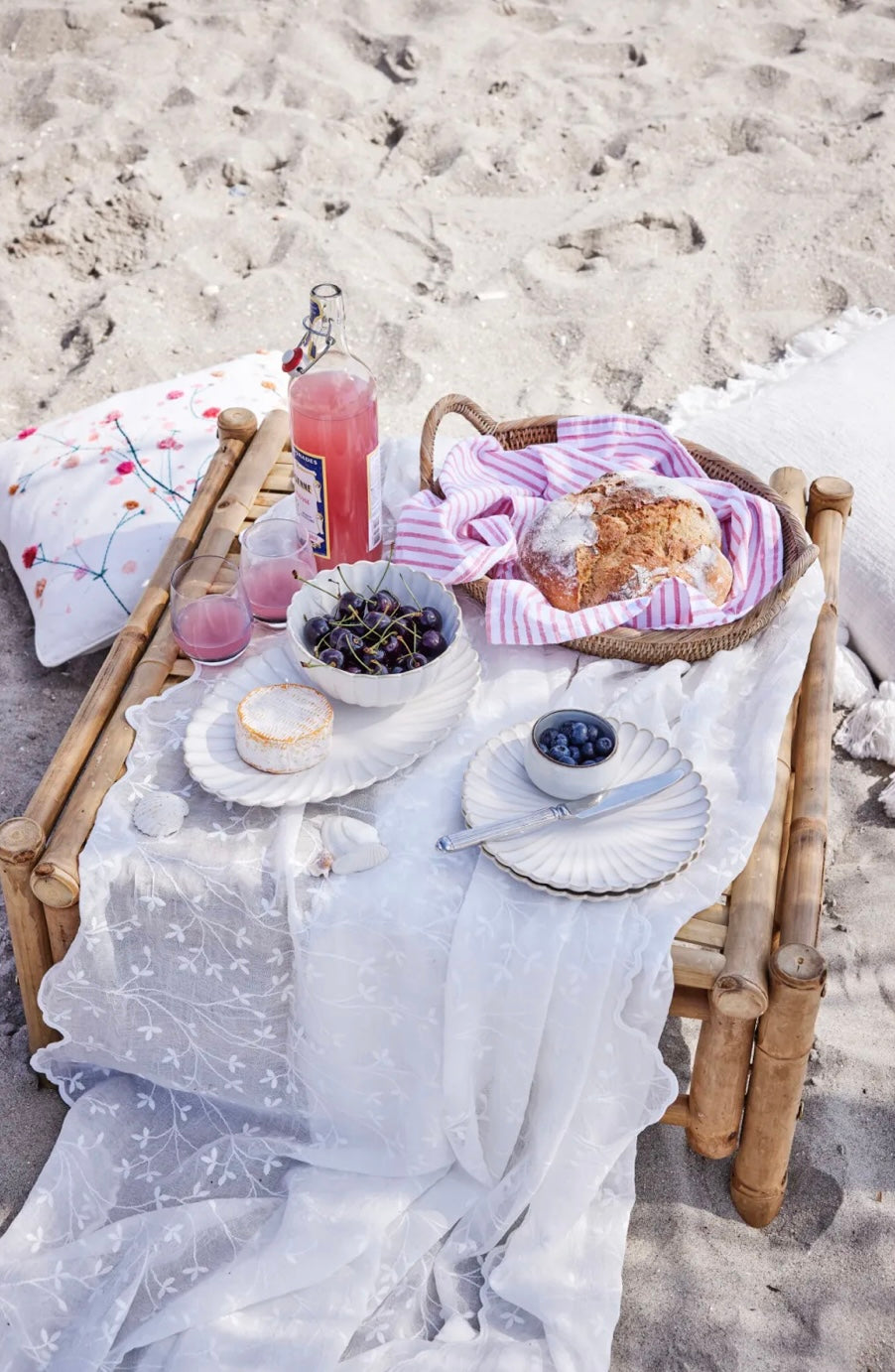 Lene Bjerre Geschirrtuch Streifen 70x50 cm Baumwolle Koralle