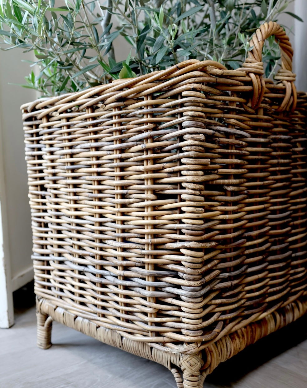 Chic Antique Korb Rattan Natur 41 cm Stehend Holzkorb