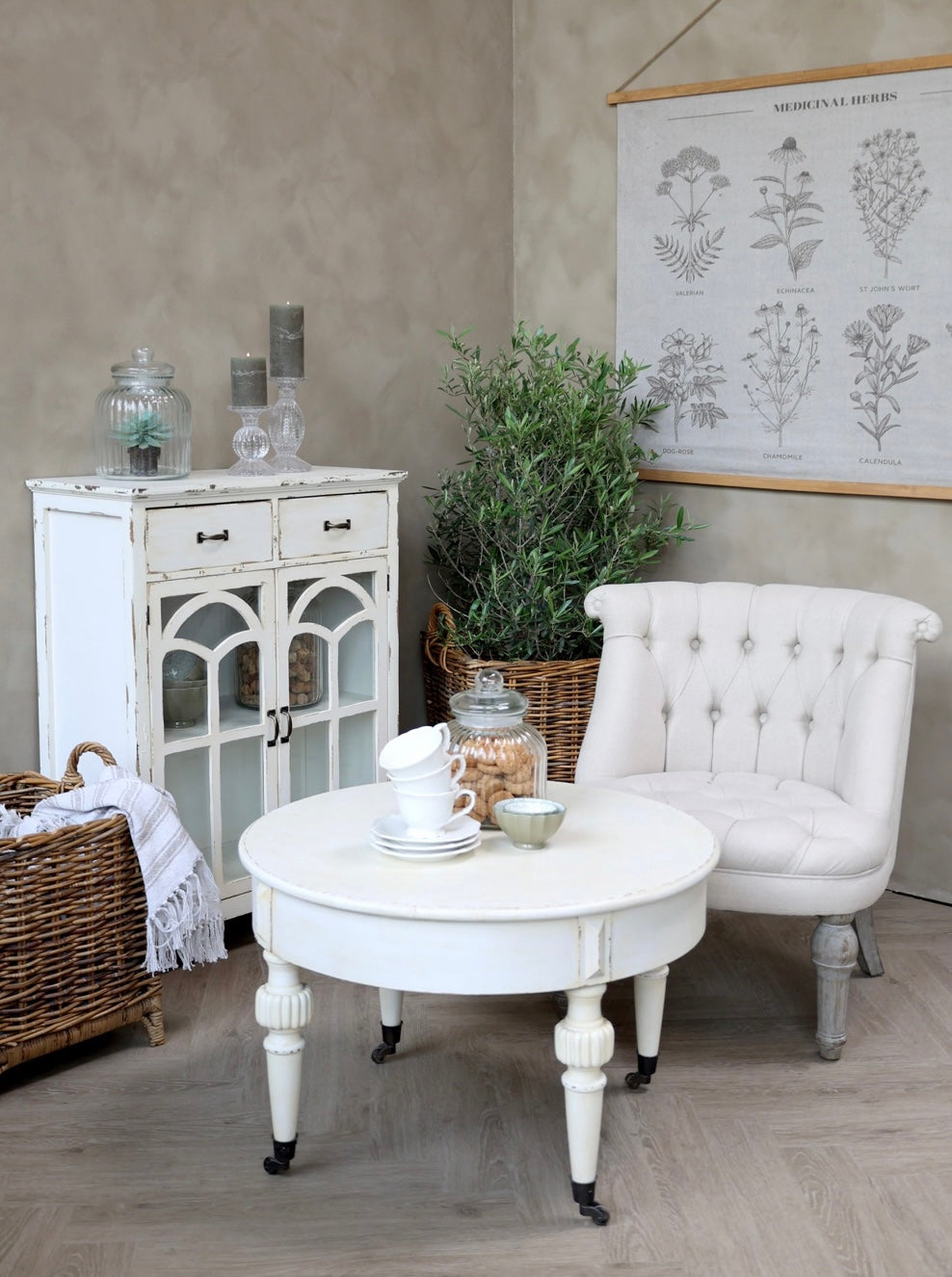 Chic Antique Korb Rattan Natur 41 cm Stehend Holzkorb