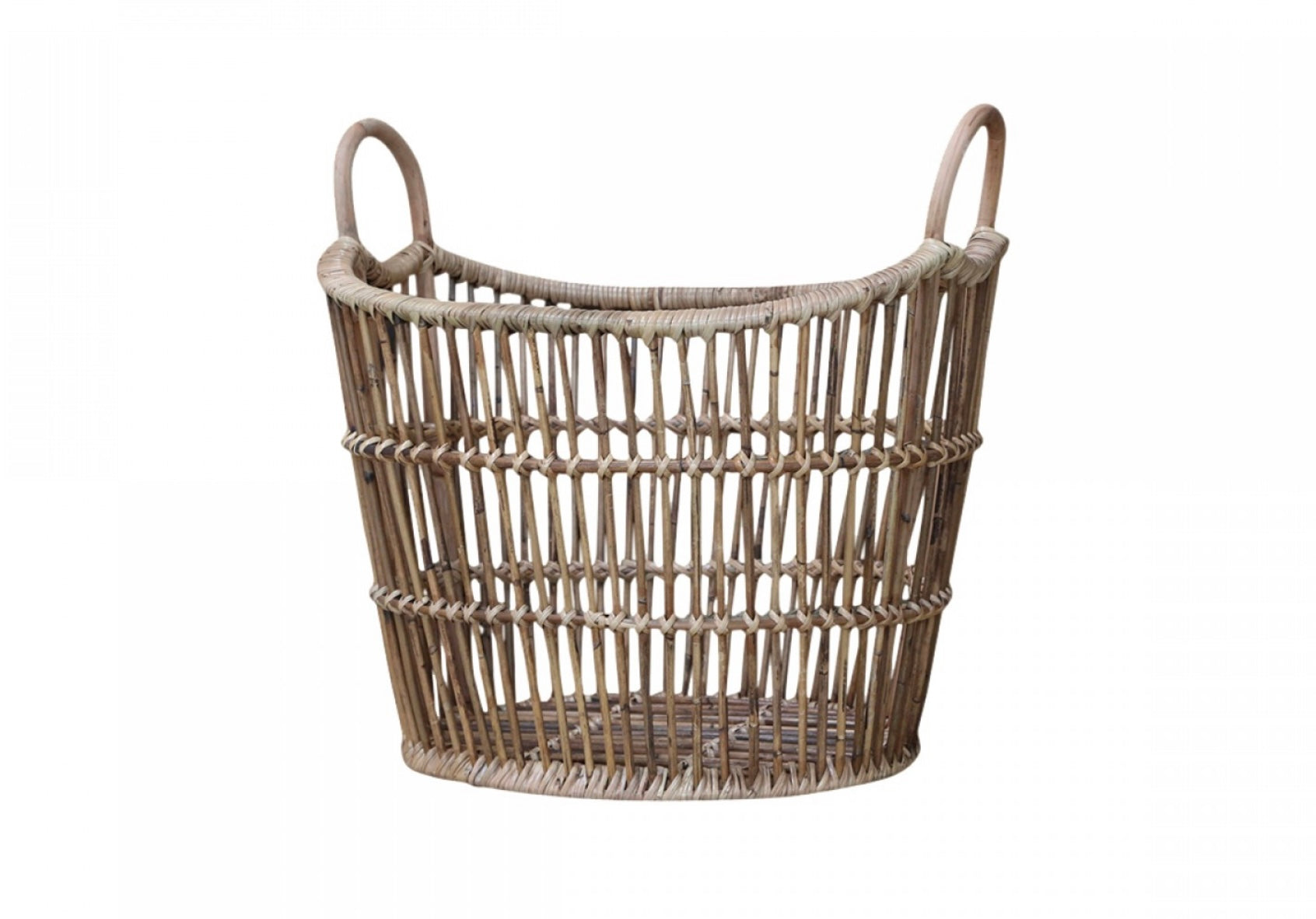 Chic Antique Korb Rattan Natur Höhe 46 cm Oval Henkel