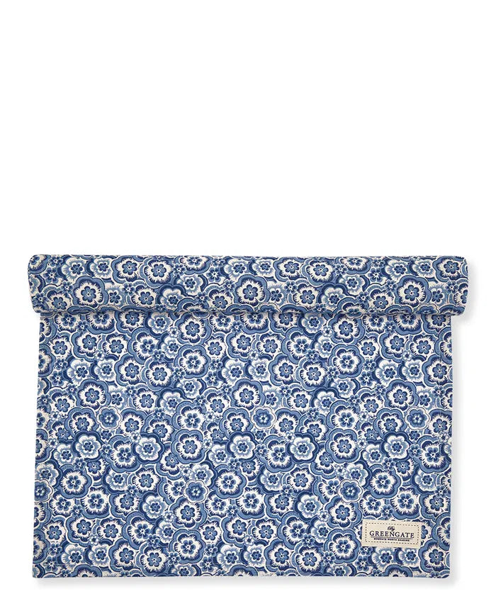 Greengate Tischläufer Selma 45 x 150 cm Blau Weiß