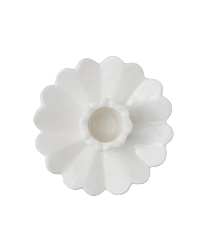 Lene Bjerre Kerzenhalter weiß Keramik Blume Stabkerze 9 cm