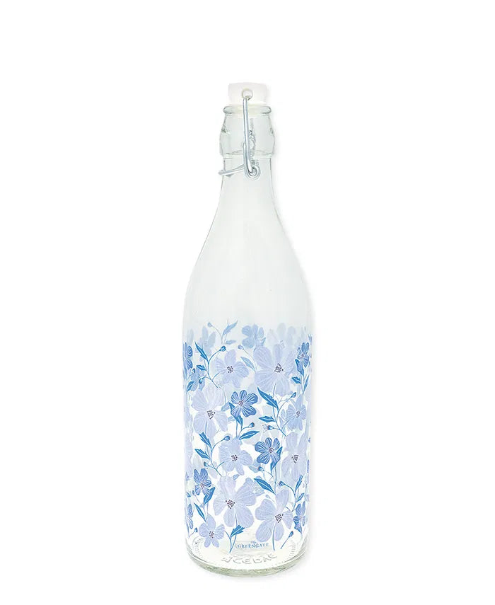 GreenGate Bottle Laerke weiß blau Glasflasche Bügelverschluß 32 cm
