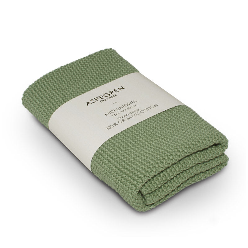 Aspegren Handtuch Geschirrtuch 40x50 Gestrickt Solid Green Grün