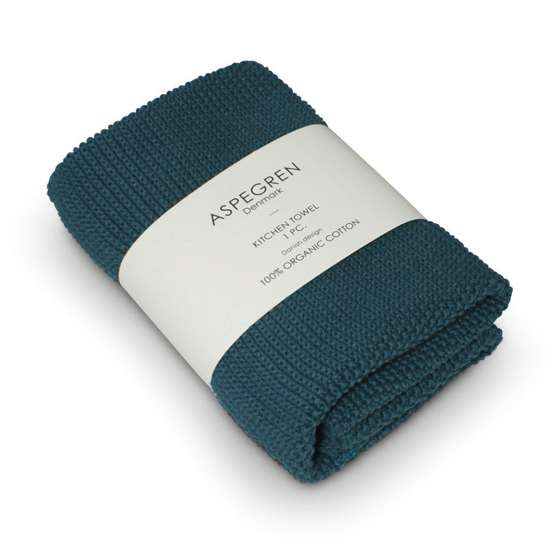 Aspegren Handtuch Geschirrtuch 40x50 Gestrickt Solid Indigo Blau Dunkelblau