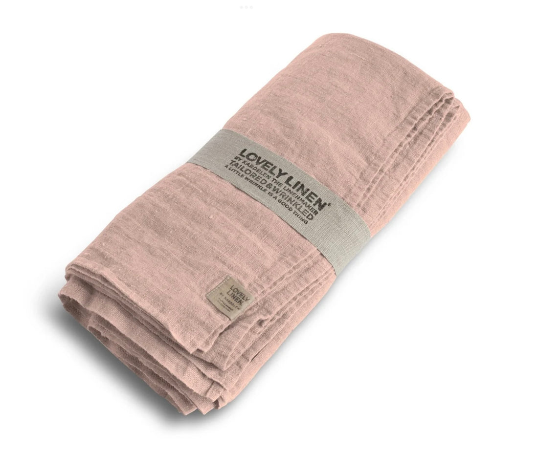 Lovely Linen Tischdecke 100x100 Litchi Rosa Leinen