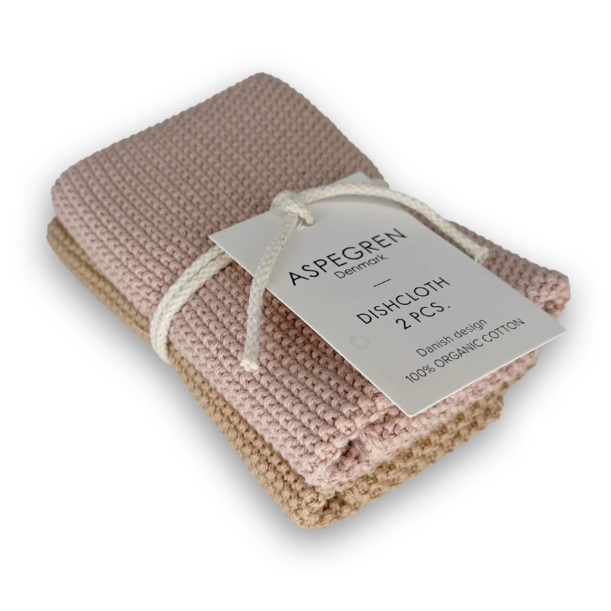 Aspegren Aufwaschtuch Spültuch Strick Design 2er Set solid clay rosa