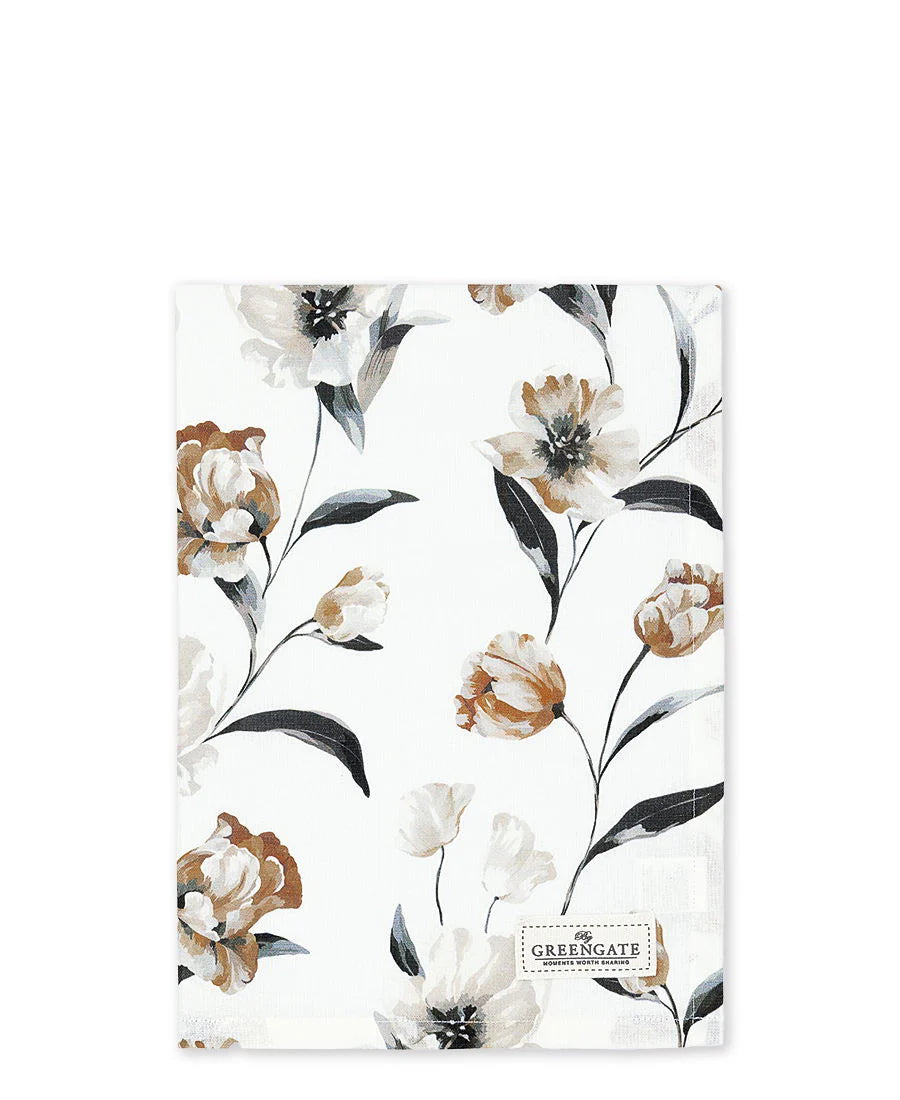 GreenGate Eiana Geschirrtuch Blumen 50x70 cm braun