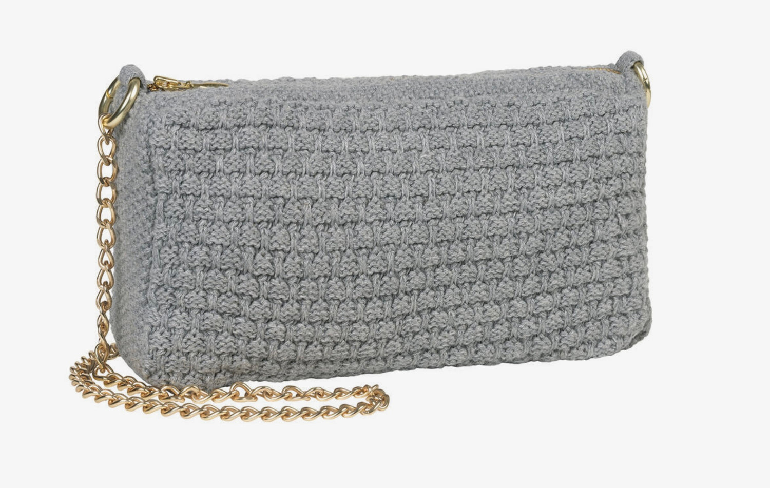 By Lohn Strikket Clutch Tasche Kette Petra grau melange
