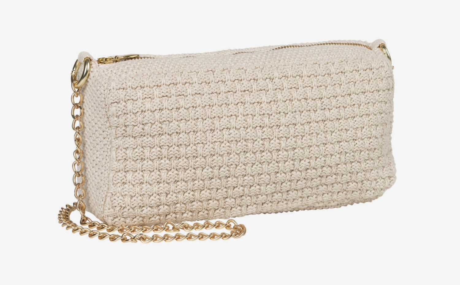 By Lohn Strikket Clutch Tasche Kette Petra beige melange