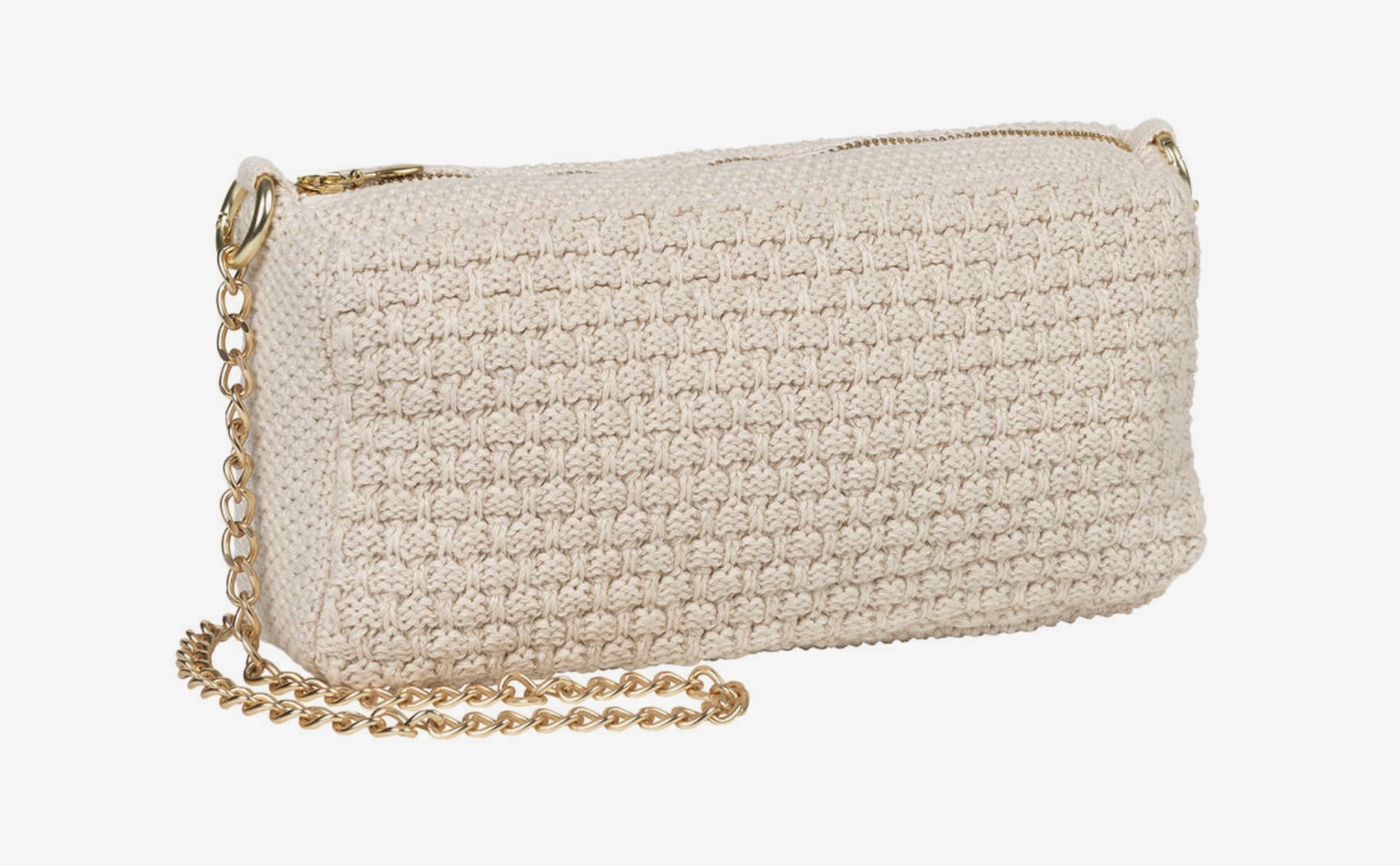 By Lohn Strikket Clutch Tasche Kette Petra beige melange