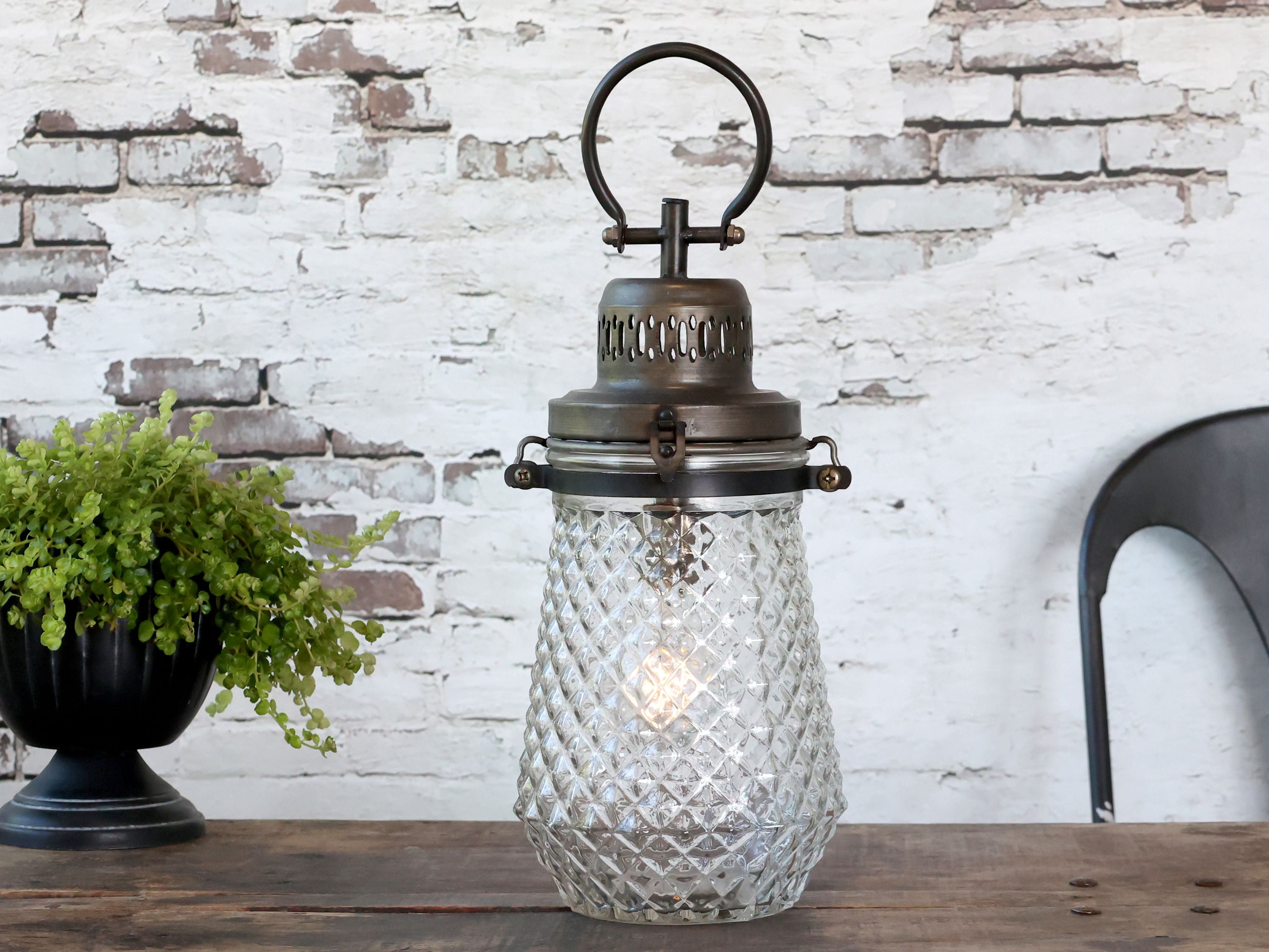 Chic Antique Laterne Stalllaterne mit Timer Höhe 33 cm schwarz