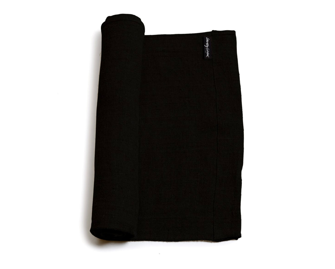Lovely Linen Tischläufer Rustic 42x150 cm Schwarz Black Leinen