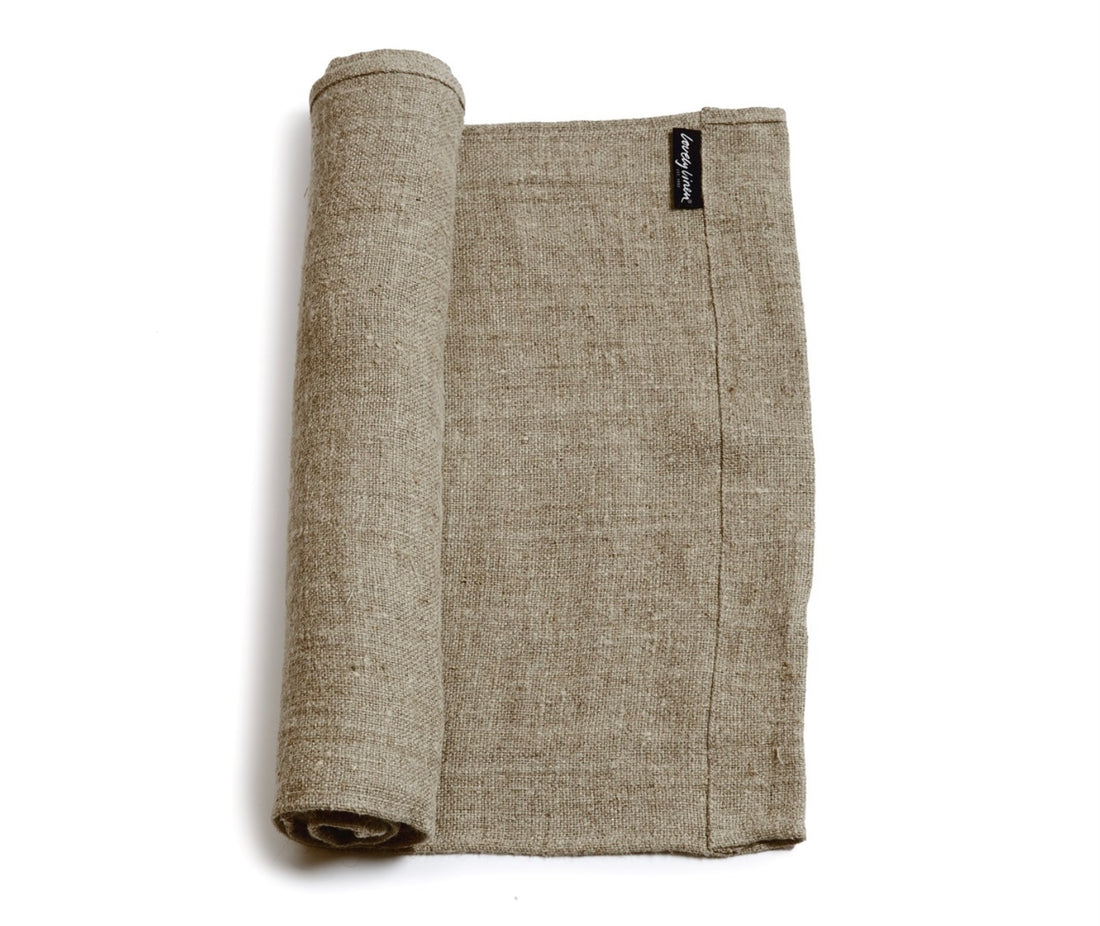 Lovely Linen Tischläufer Rustik 42 x 150 cm Natur Leinen Dick