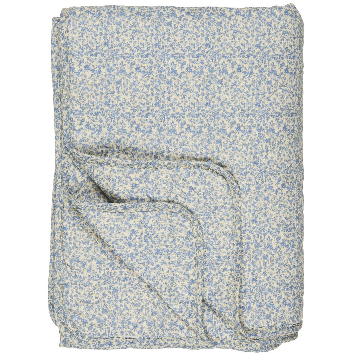 IB Laursen Quilt Plaid Baumwolle 130x180 Blumen Blau