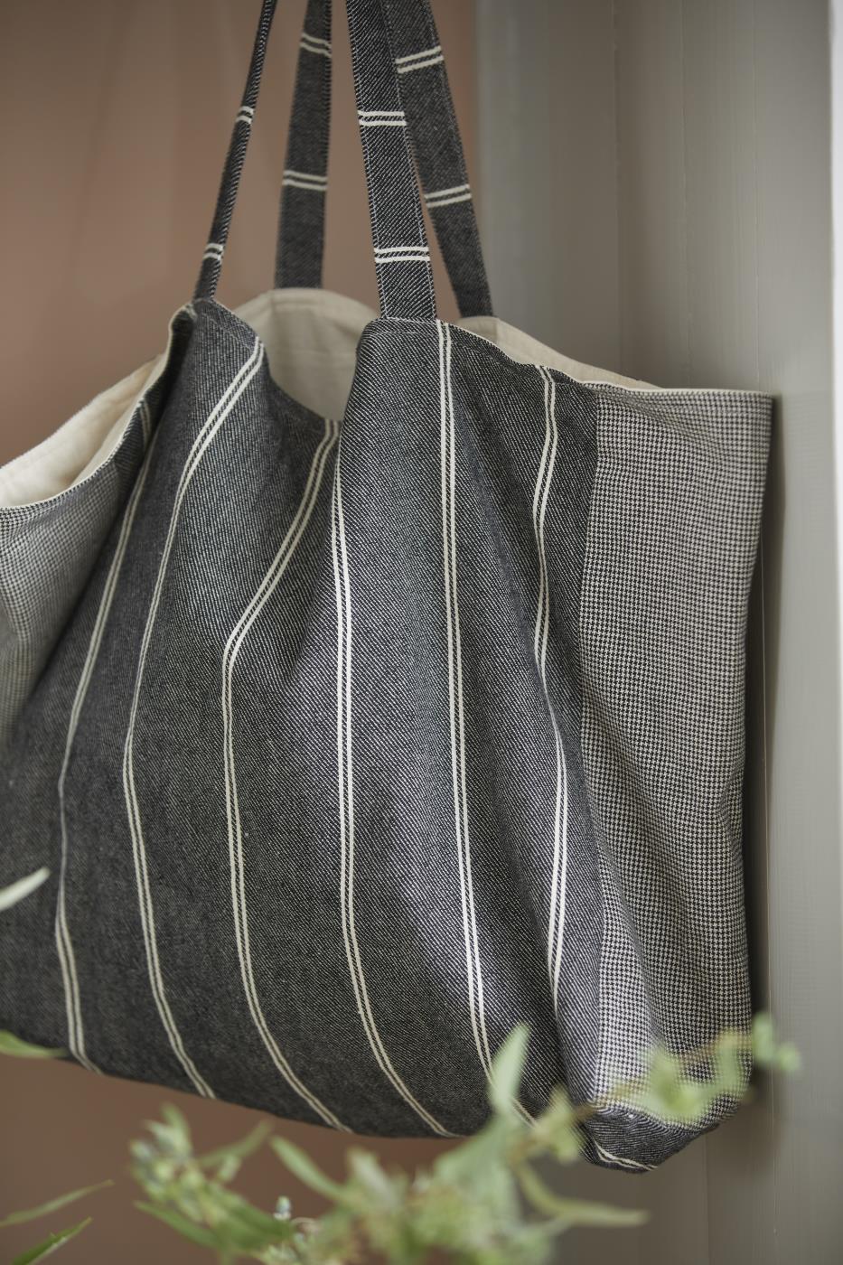 IB Laursen Tasche Einkauf Strand Grau Streifen Baumwolle